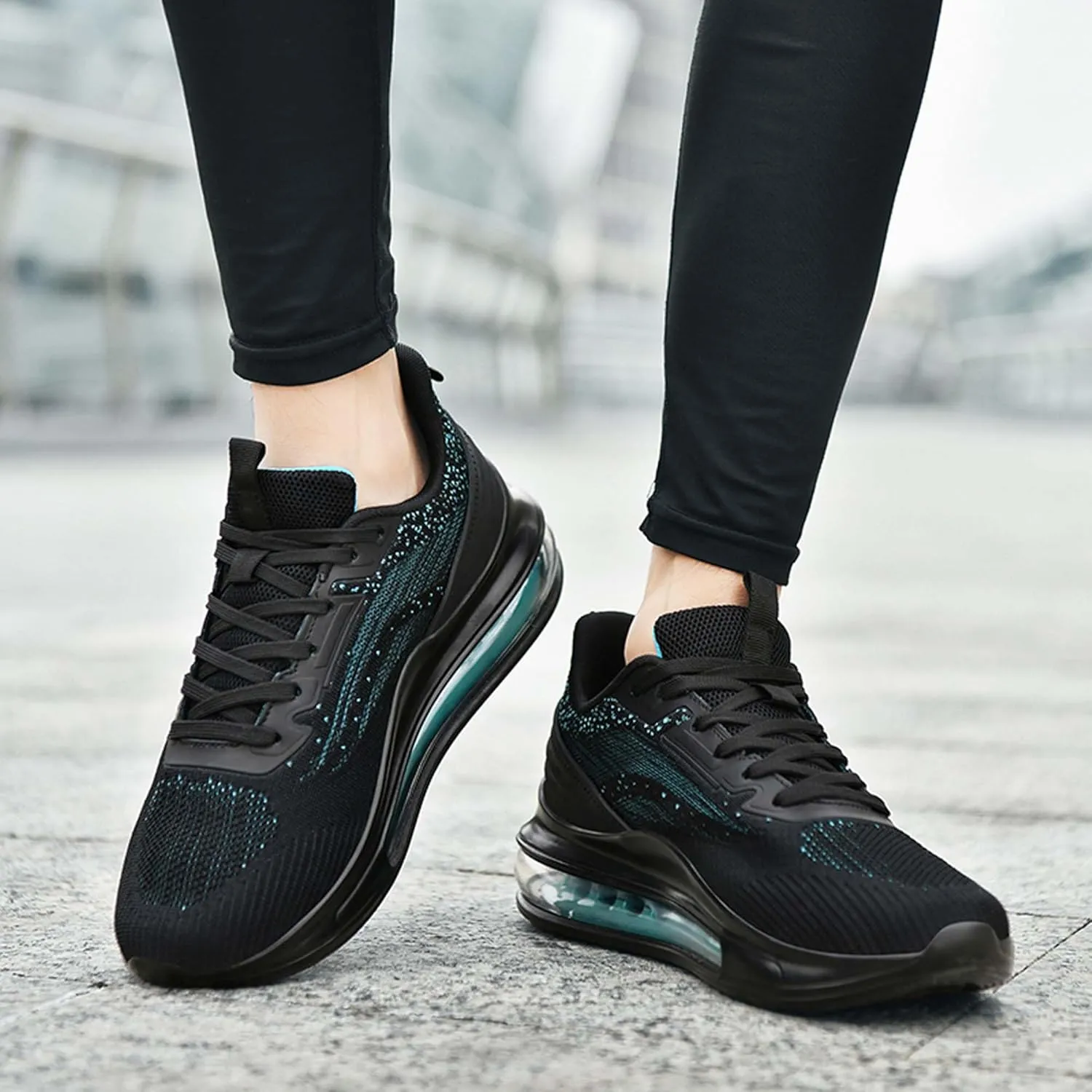 Men's Air Cushioned Athletic Shoes Breathable Mesh Running Shoes Non-Slip Rebound Casual Walking Shoes Arch Support Road Running Shoes Men's Shoes Size Large 6-14 US Size