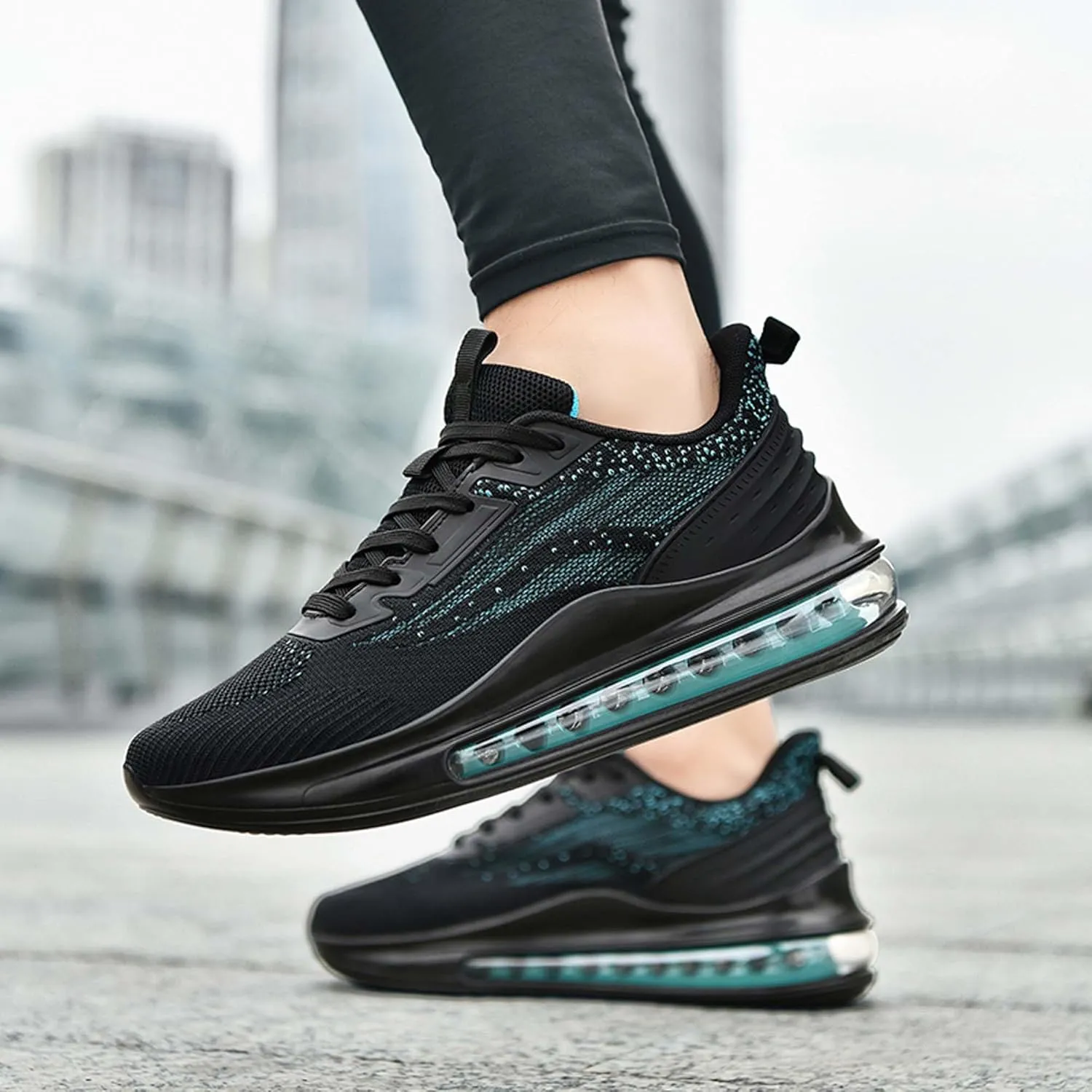 Men's Air Cushioned Athletic Shoes Breathable Mesh Running Shoes Non-Slip Rebound Casual Walking Shoes Arch Support Road Running Shoes Men's Shoes Size Large 6-14 US Size