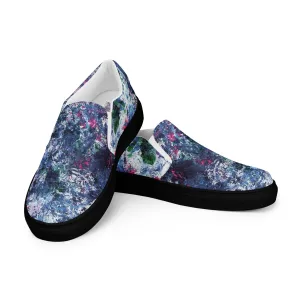 Men's Canvas Slip-On Shoes | Abstract Blue Print