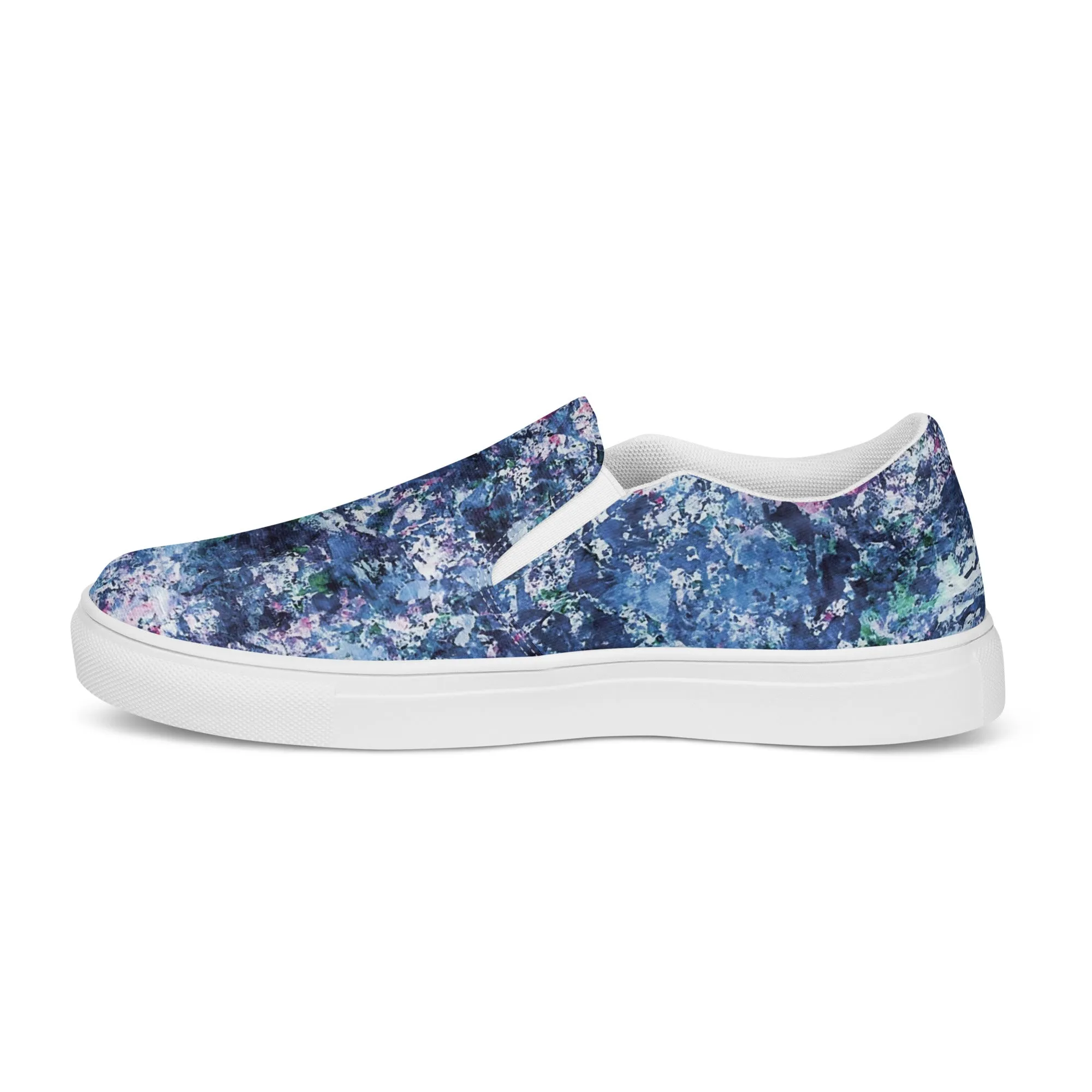 Men's Canvas Slip-On Shoes | Abstract Blue Print