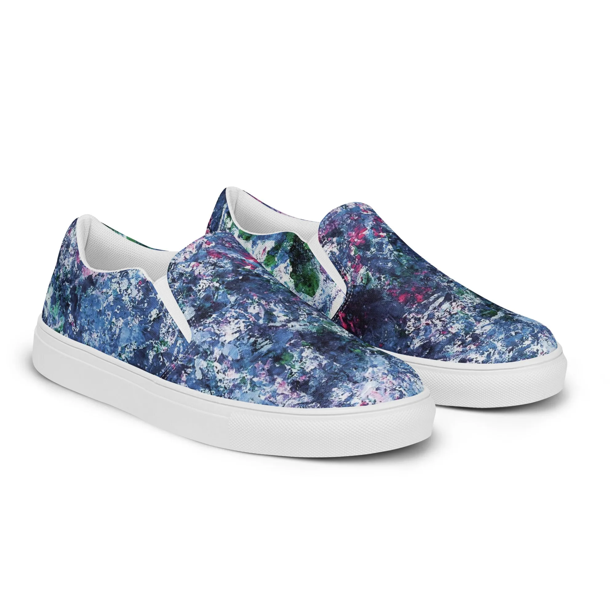 Men's Canvas Slip-On Shoes | Abstract Blue Print