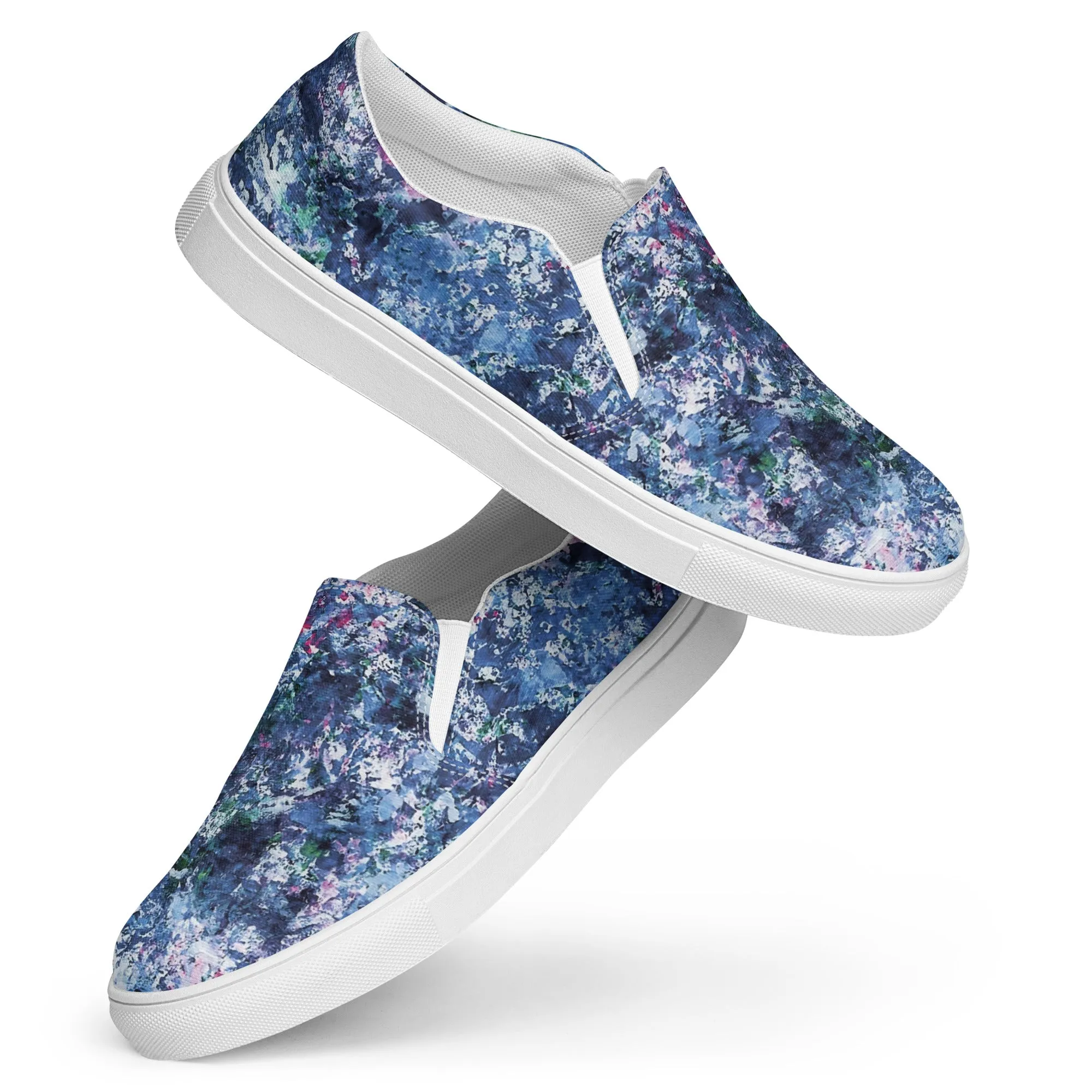 Men's Canvas Slip-On Shoes | Abstract Blue Print