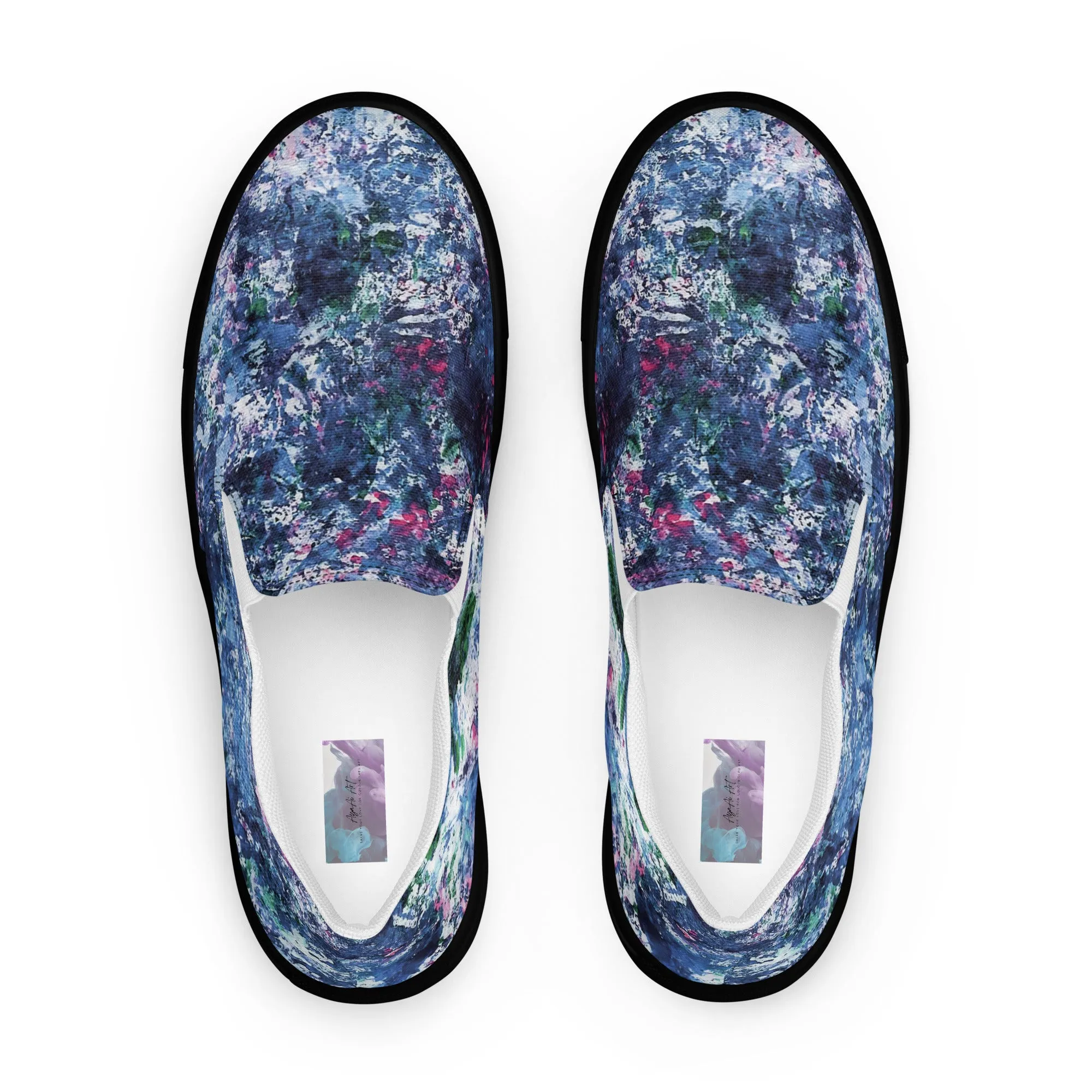 Men's Canvas Slip-On Shoes | Abstract Blue Print