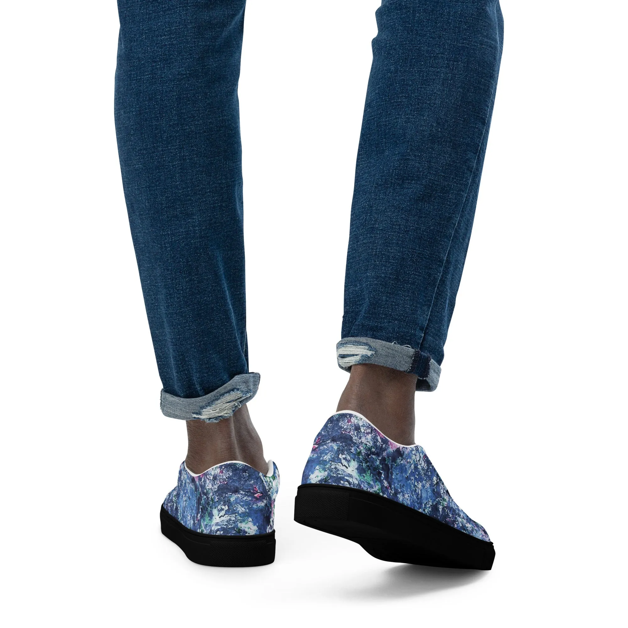 Men's Canvas Slip-On Shoes | Abstract Blue Print