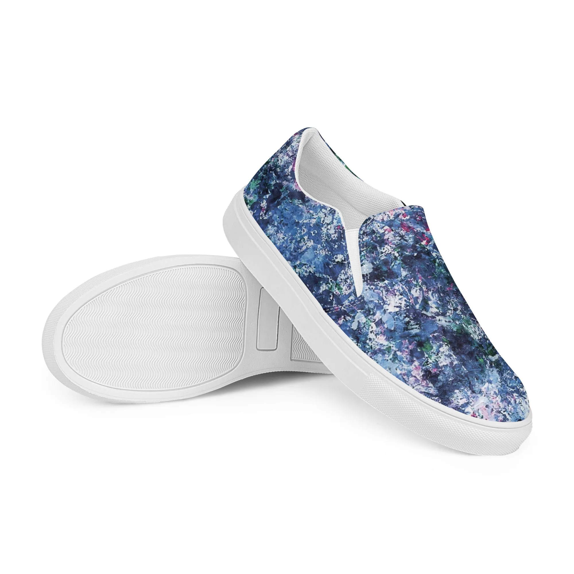 Men's Canvas Slip-On Shoes | Abstract Blue Print