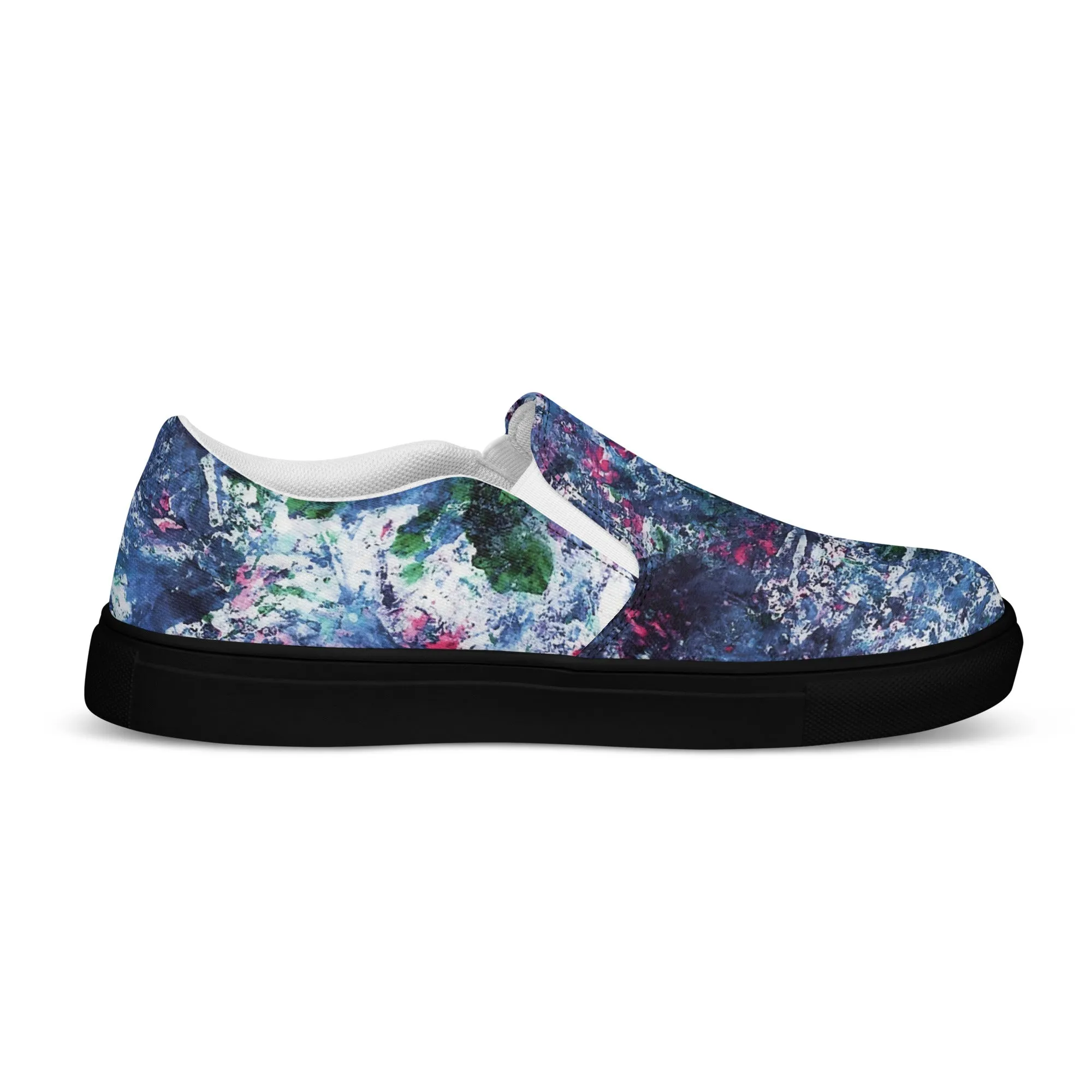 Men's Canvas Slip-On Shoes | Abstract Blue Print
