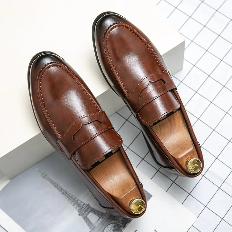 Men's Gifts, Men's Elevator Dress Shoes, Luxury Genuine Leather Heightening Loafers, Breathable Slip-On Casual Business Shoes