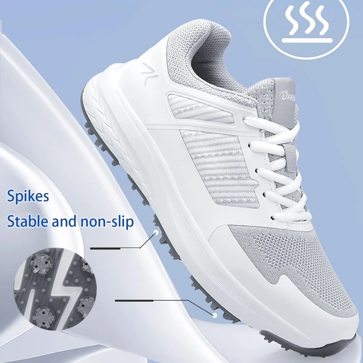 Mens Golf Shoes Spiked Breathable Mesh Arch Support Size 7.5-12