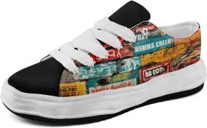 Mens Graffiti Canvas Sneakers Colorful Casual Low Top Lace-Up Canvas Shoes for Women Abstract Street Art Design