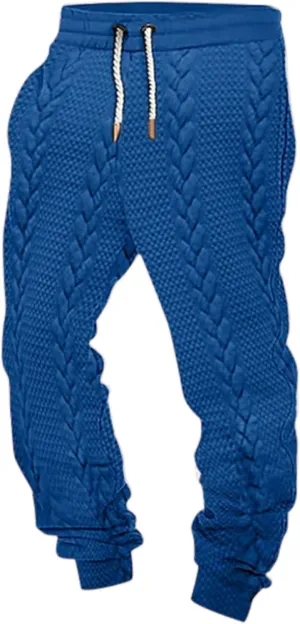 Men's Lace Up Baggy Cinch Bottom Sweatpants Knit Workout with Pockets Trousers Loose Fit Casual Active Cozy