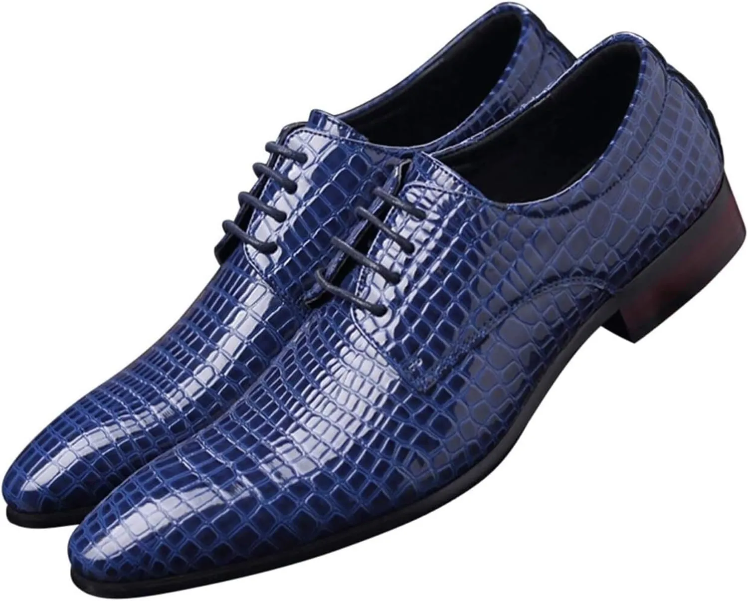 Men's Oxfords Crocodile Pattern Patent Leather Wedding Prom Formal Dress Casual Shoes for Men