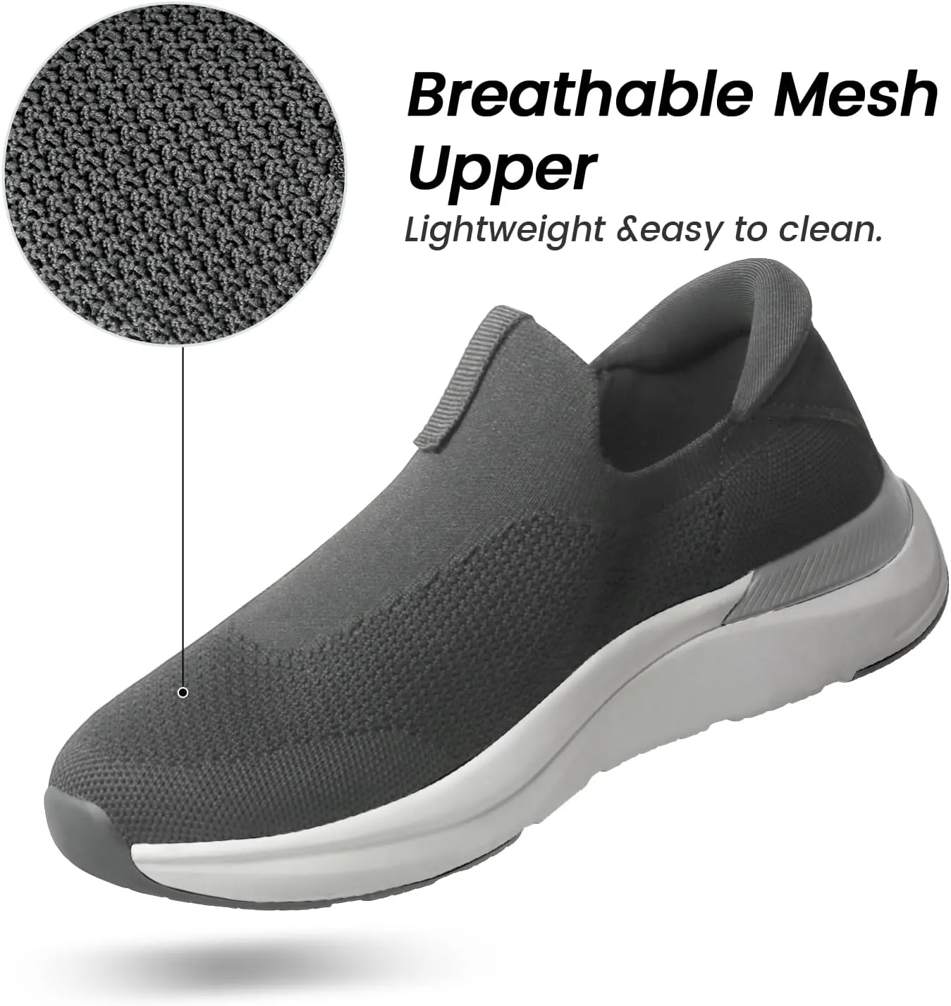 Mens Slip On Walking Shoes Running Tennis Shoes for Athletic Workout Gym Casual Non Slip Training Sneakers Breathable Knit Upper Indoor Outdoor
