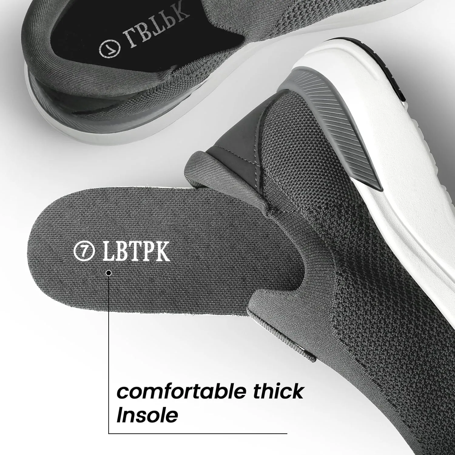 Mens Slip On Walking Shoes Running Tennis Shoes for Athletic Workout Gym Casual Non Slip Training Sneakers Breathable Knit Upper Indoor Outdoor