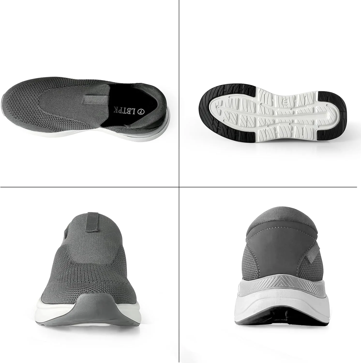 Mens Slip On Walking Shoes Running Tennis Shoes for Athletic Workout Gym Casual Non Slip Training Sneakers Breathable Knit Upper Indoor Outdoor