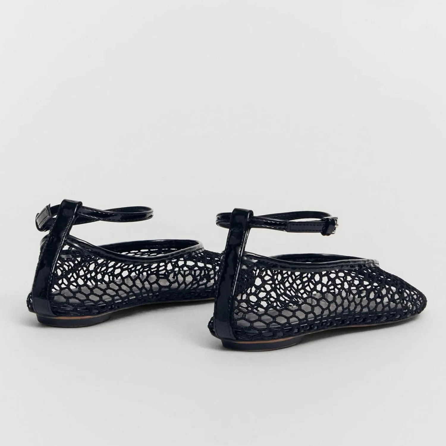 Mesh Ankle Strap Flats for Women Round Toe Ballet Flats Shoes,Casual Mary Jane Flats Comfortable Daily Dress Shoes