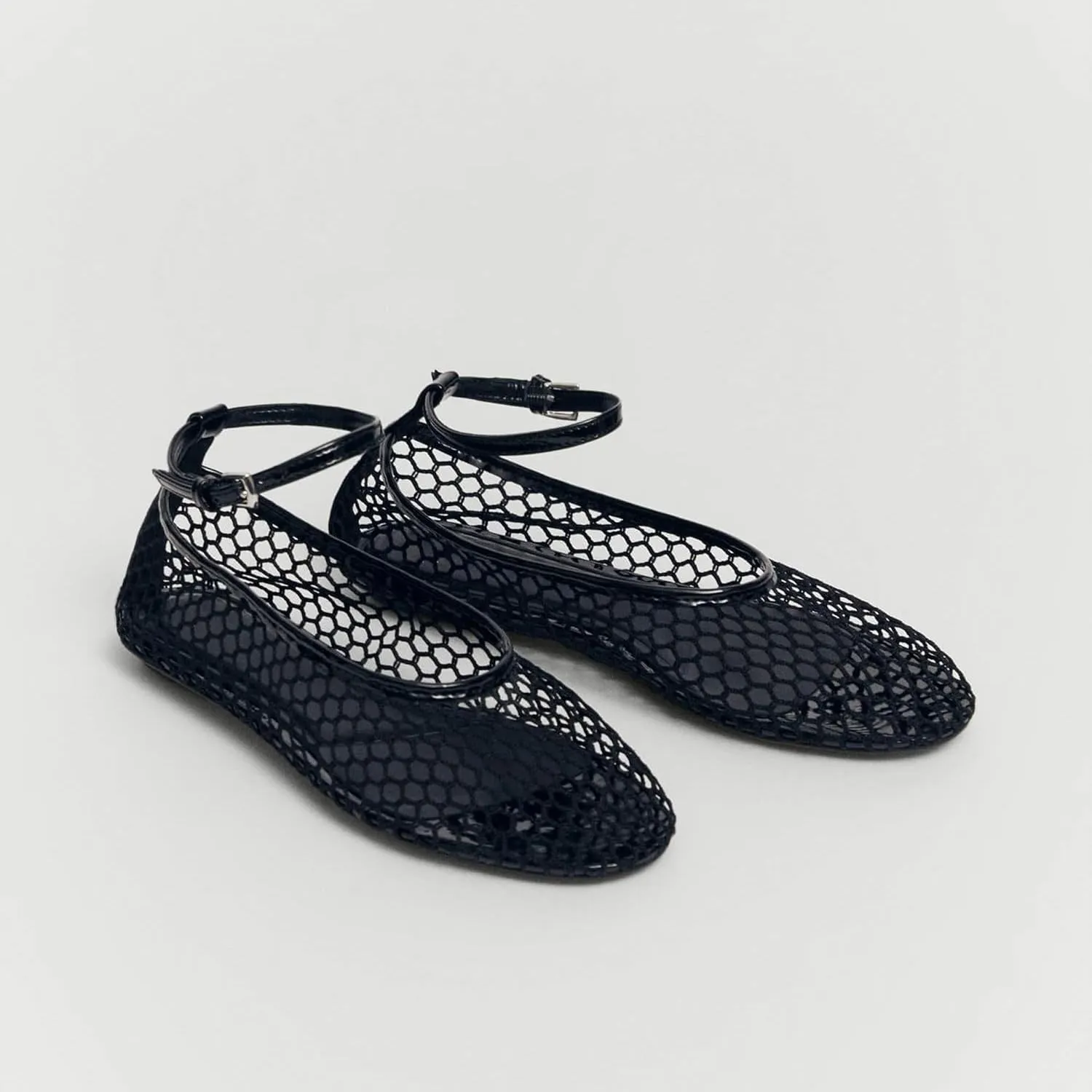 Mesh Ankle Strap Flats for Women Round Toe Ballet Flats Shoes,Casual Mary Jane Flats Comfortable Daily Dress Shoes