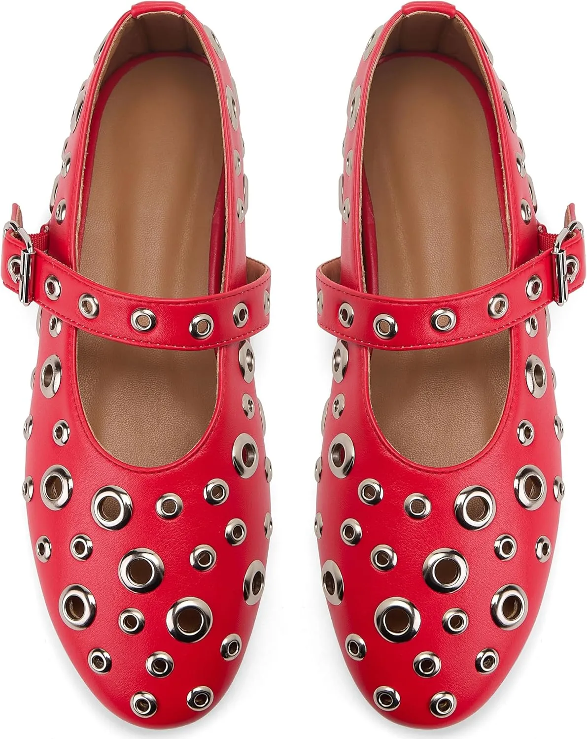 Mesh Ballet Flats for Women Buckle Strap Ballerina Flats Comfy Casual Daily Dress Perforated Mary Jane Flats