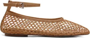 Mesh Ballet Flats for Women Metal Buckle Mary Jane Flats Comfortable Dressy Ballerina Fishnet Shoes with Ankle Bracelet