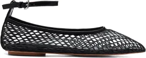 Mesh Ballet Flats for Women Metal Buckle Mary Jane Flats Comfortable Dressy Ballerina Fishnet Shoes with Ankle Bracelet
