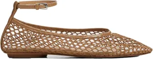 Mesh Ballet Flats for Women Metal Buckle Mary Jane Flats Comfortable Dressy Ballerina Fishnet Shoes with Ankle Bracelet