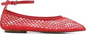 Mesh Ballet Flats for Women Metal Buckle Mary Jane Flats Comfortable Dressy Ballerina Fishnet Shoes with Ankle Bracelet