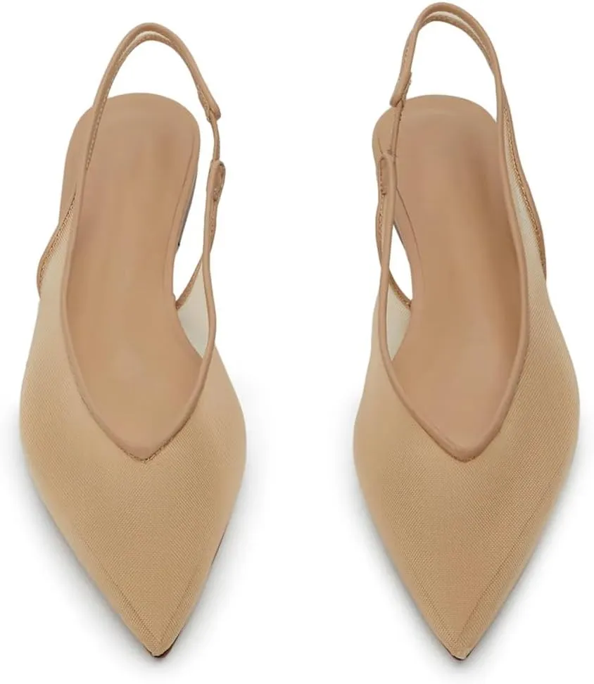 Mesh Slingback Ballet Flats Shoes for Women Pointed Toe Slip On Low Heels Casual Work Comfortable Soft