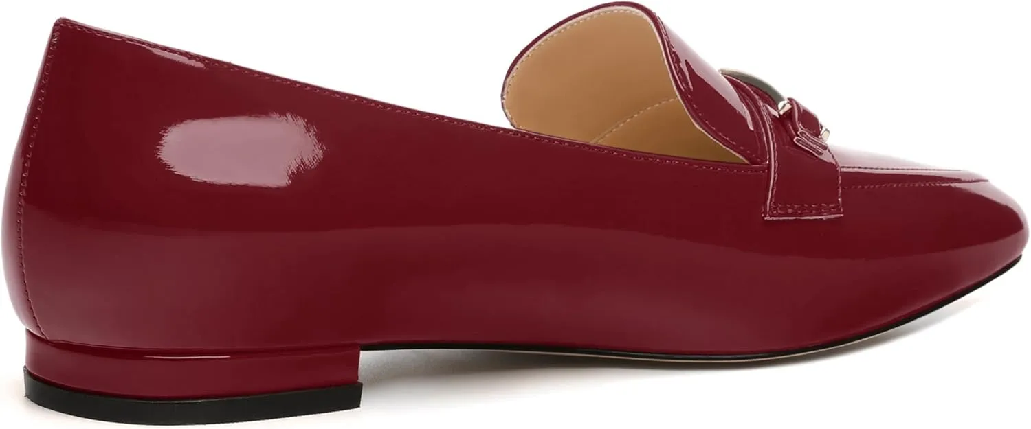 Metal Chain Loafers for Women Pointed Toe Slip on Flats Comfortable Fashion Work Shoes