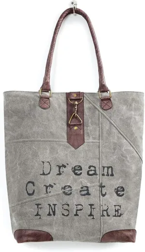 Mona B. Vintage Recycled Upcycled Canvas Dream Create Conserve Collection with Vegan Leather Trim (Dream Create Inspire) (Tote)