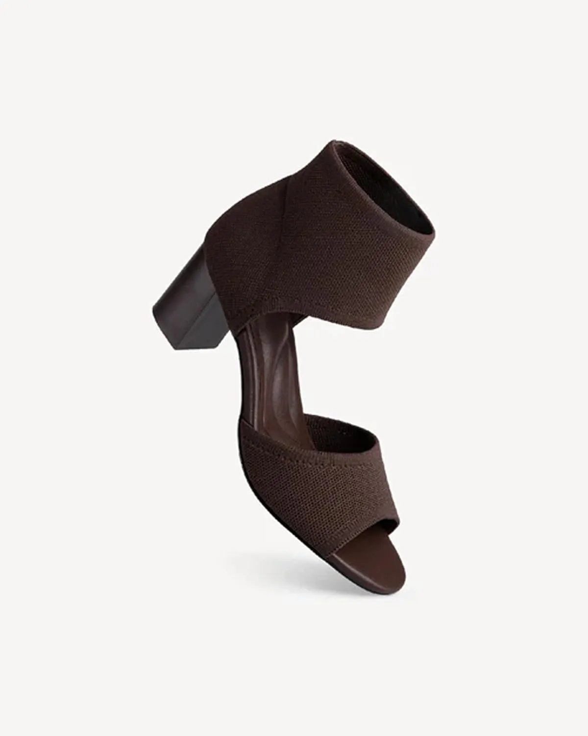 MOUSSE FIT Women's Knit Block Heel Sandals - 2.5 Inch Knit Chunky Block Heels, Non-Slip Rubber Sole Wedding & Party Shoes with Breathable Design