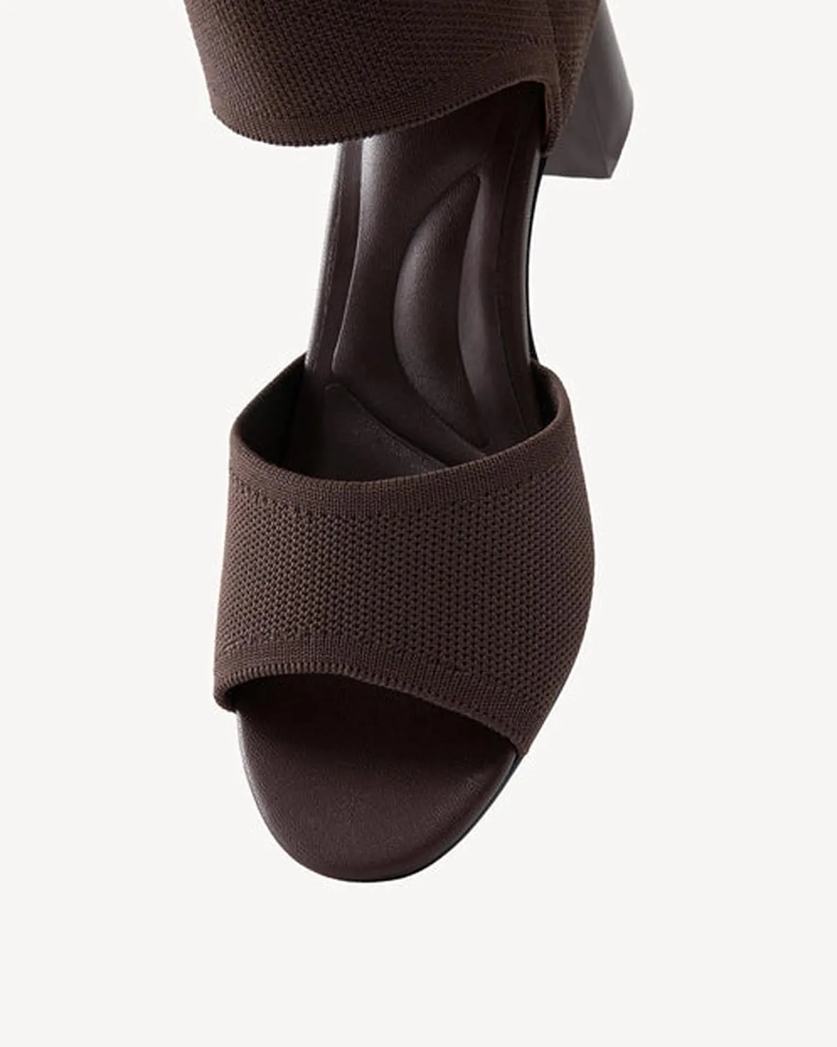 MOUSSE FIT Women's Knit Block Heel Sandals - 2.5 Inch Knit Chunky Block Heels, Non-Slip Rubber Sole Wedding & Party Shoes with Breathable Design