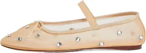 MRKEWUNEY Mesh Ballet Flats for Women Embroidered Floral Mary Jane Flats
