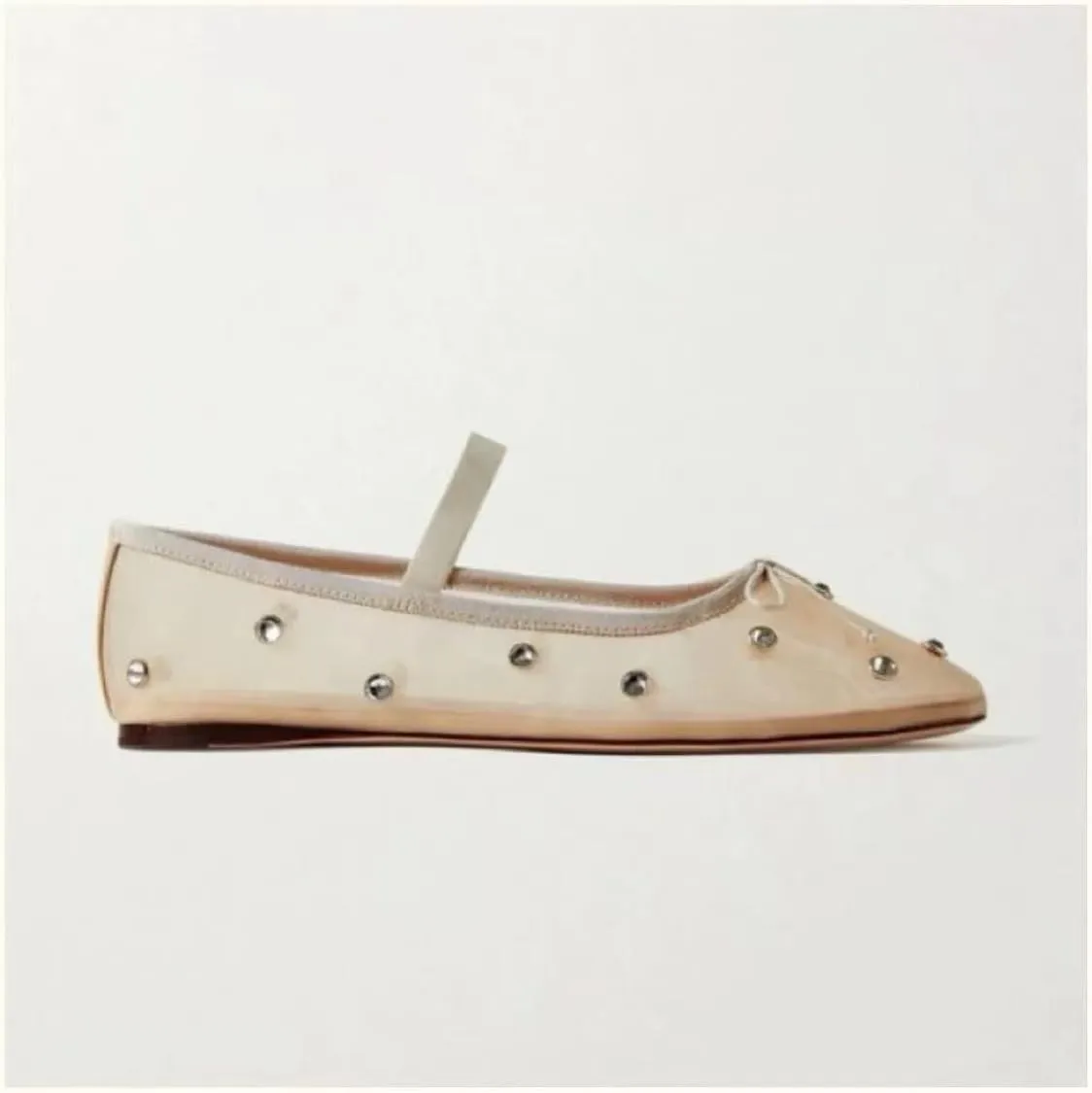 MRKEWUNEY Mesh Ballet Flats for Women Embroidered Floral Mary Jane Flats