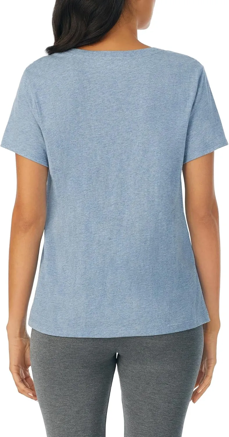 Nautica Womens Sleep Shirt - Lightweight, Breathable Pajama Top - Cotton Knit Jersey V-Neck Sleepwear and Loungewear