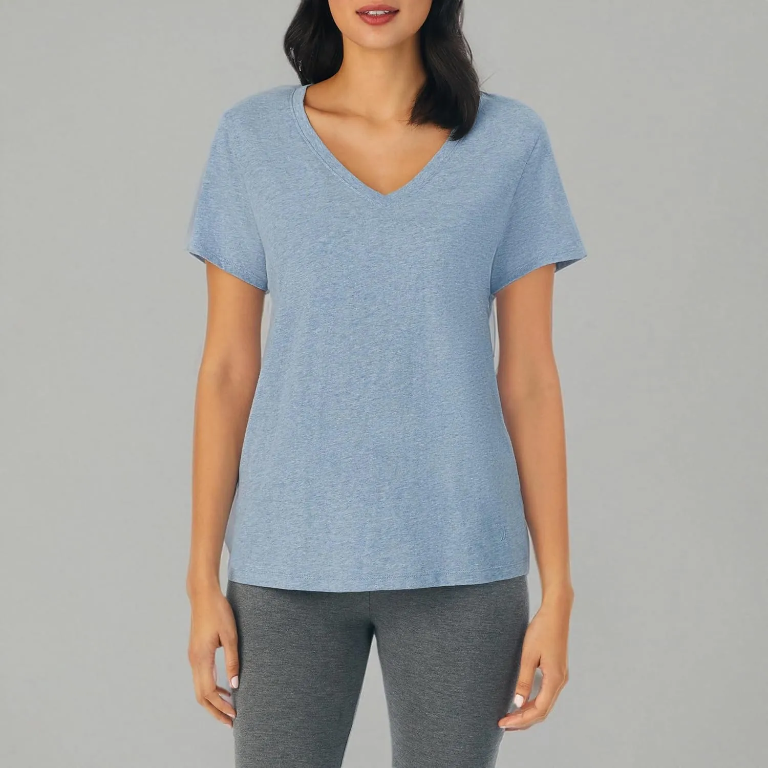 Nautica Womens Sleep Shirt - Lightweight, Breathable Pajama Top - Cotton Knit Jersey V-Neck Sleepwear and Loungewear