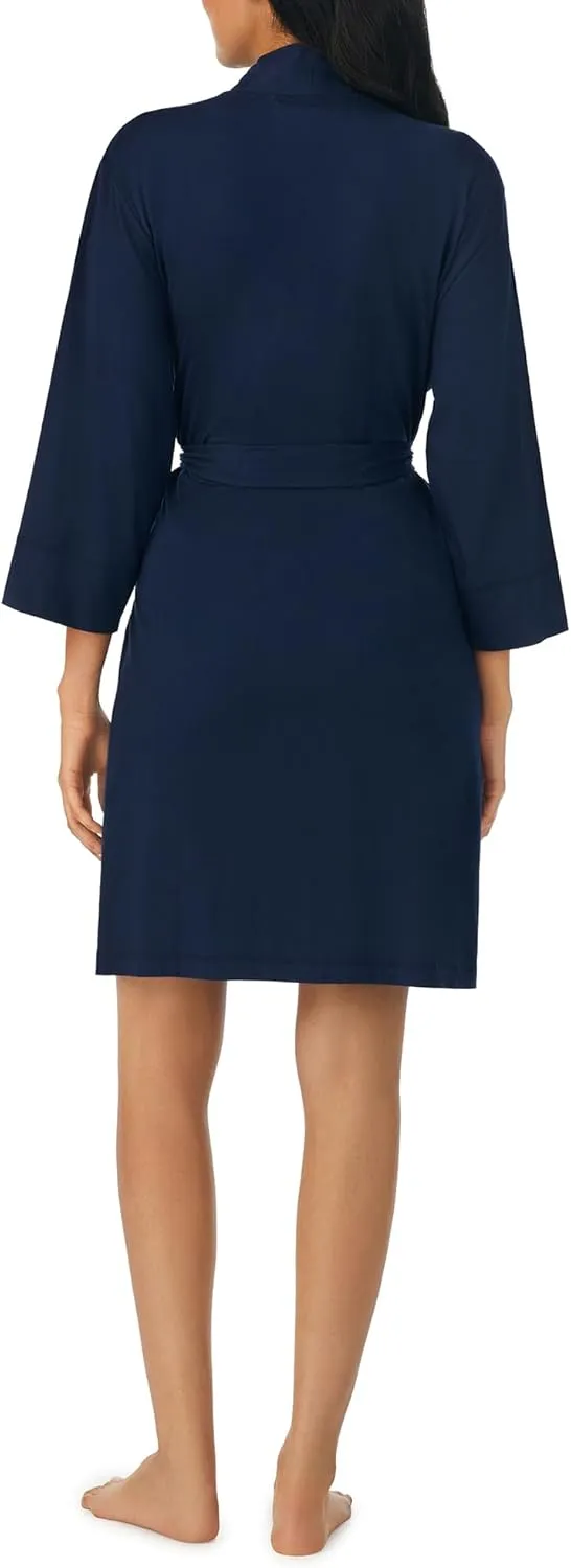 Nautica Womens Soft Robe - Above Knee 3/4 Length Sleeve Lightweight Robe - Cotton Knit Jersey Sleepwear and Loungewear