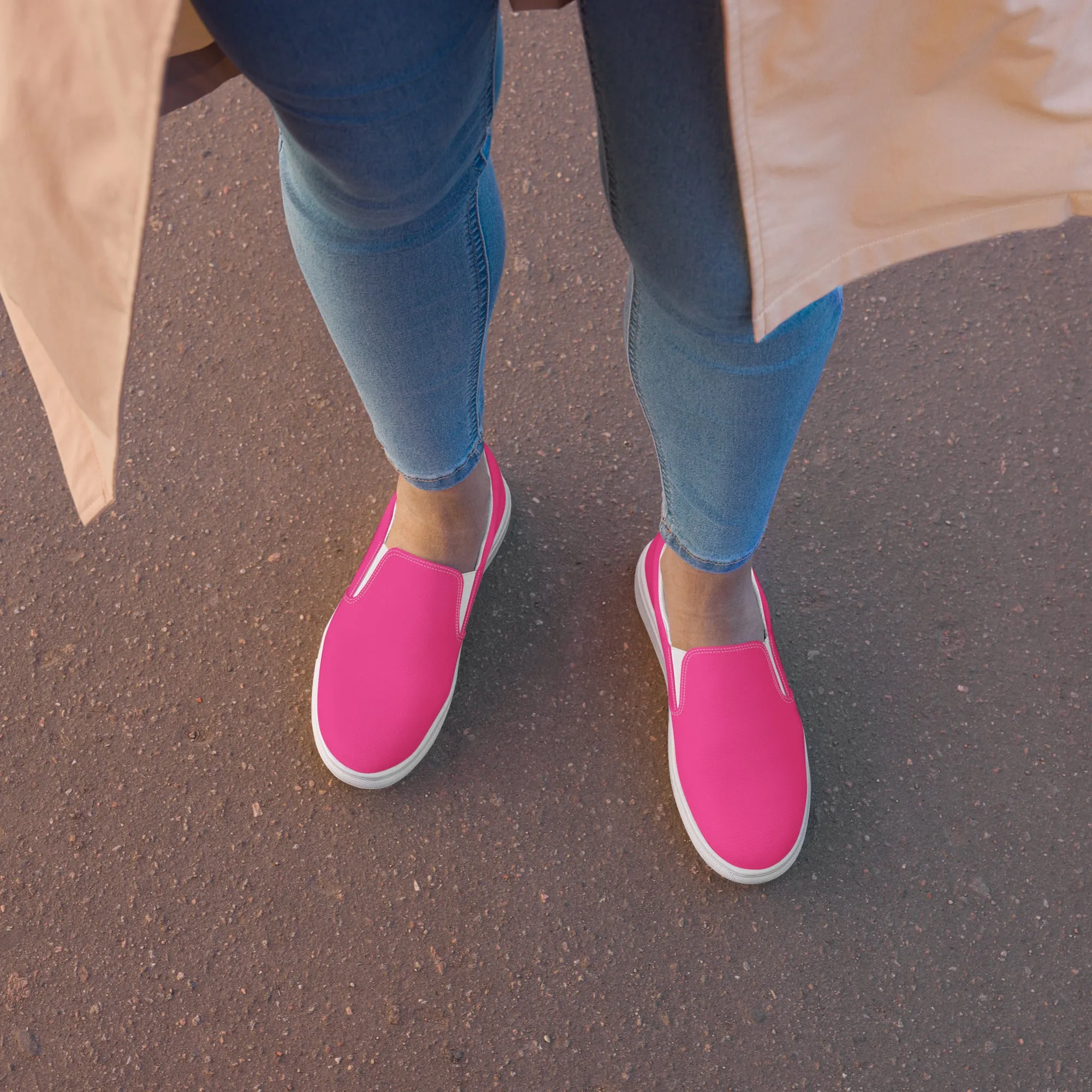 Neon Pink Women’s Slip-on Canvas Shoes