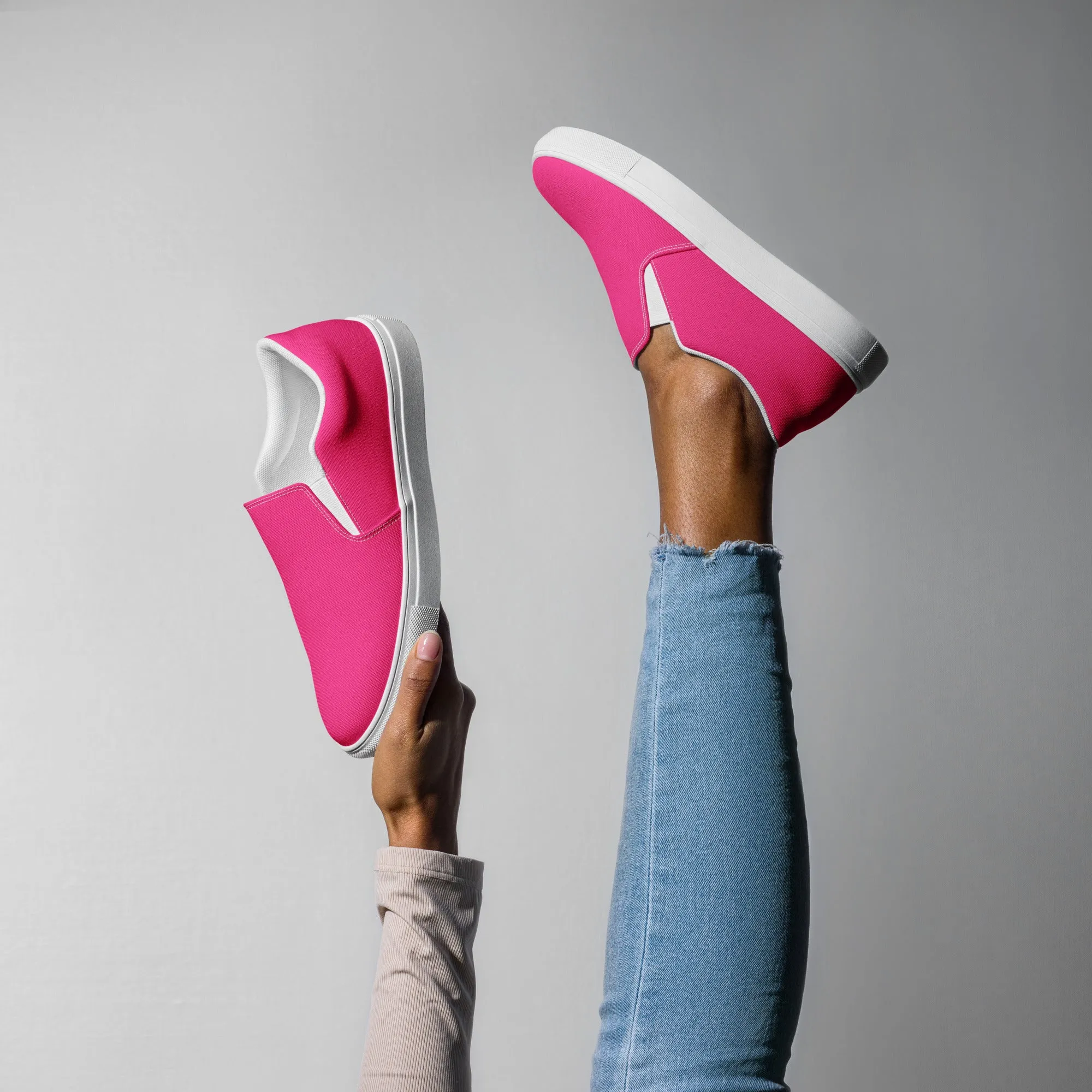 Neon Pink Women’s Slip-on Canvas Shoes