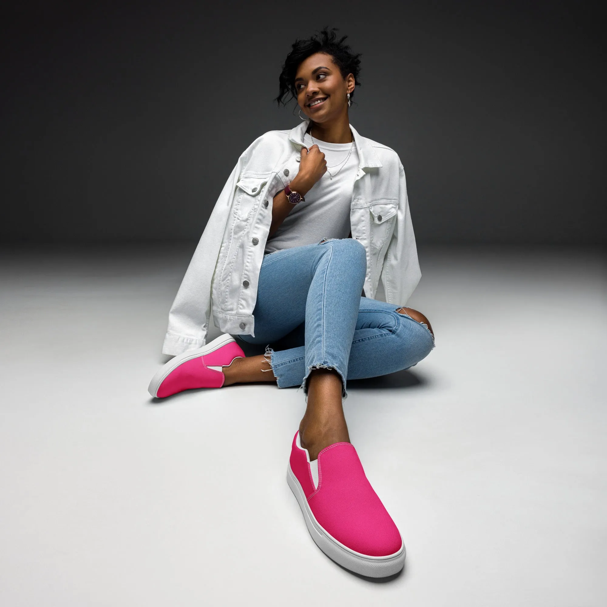 Neon Pink Women’s Slip-on Canvas Shoes