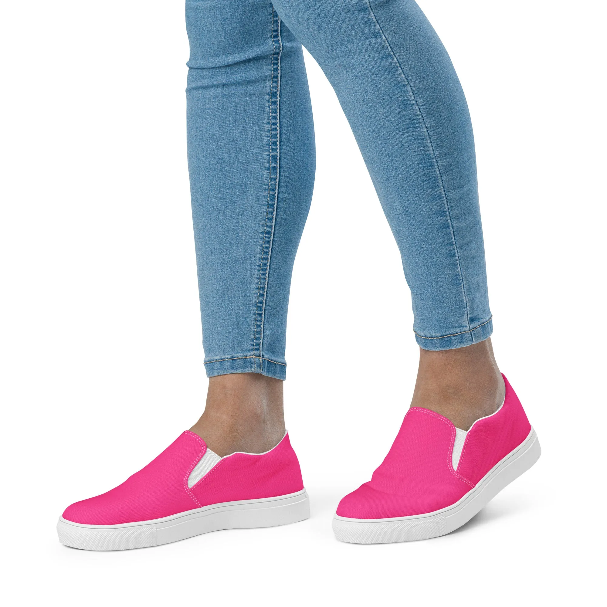 Neon Pink Women’s Slip-on Canvas Shoes