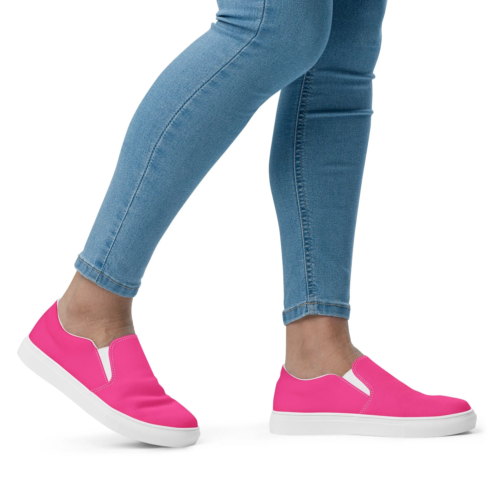 Neon Pink Women’s Slip-on Canvas Shoes
