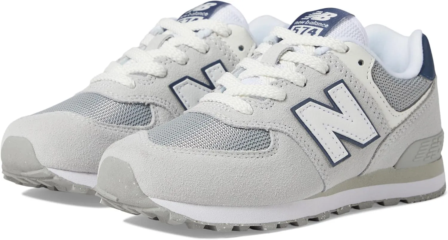 New Balance Kids 574 V1 70s Racing Lace-up Sneaker, Brighton Grey/Nb Navy, 2.5 Wide US Unisex Little