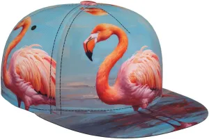 Nice Flamingo Outdoor Sports Baseball Cap, Daily Sports Adjustable Fashionable Flat Brim hat, Unisex Four-Season Outdoor Sports Cap, Black