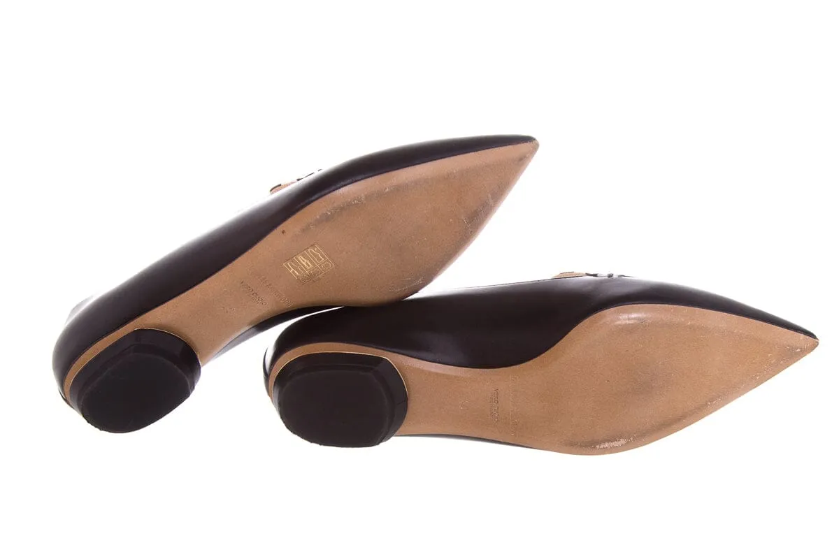 Nicholas Kirkwood Black & White Chevron Pointed Toe Flats SZ 40