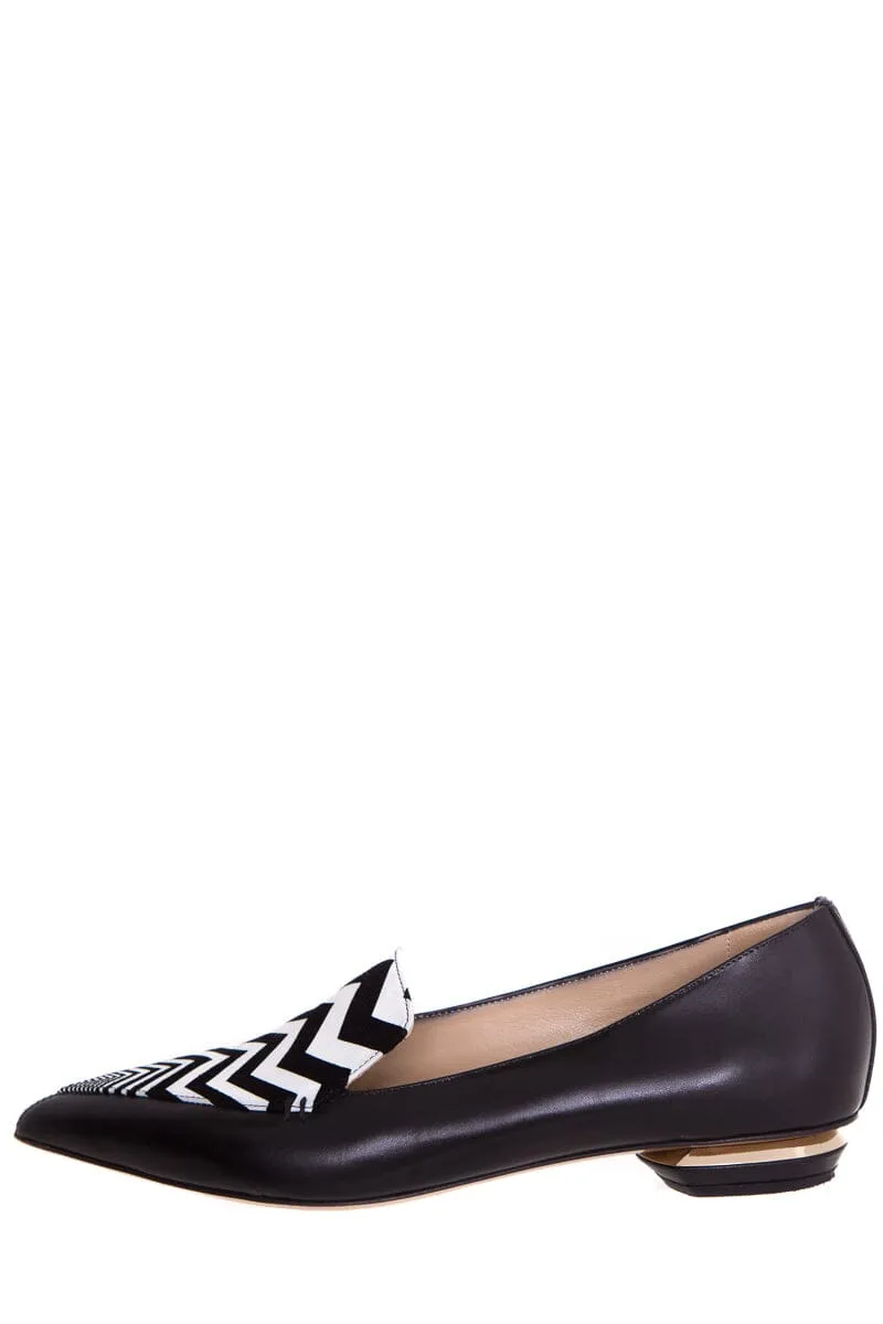 Nicholas Kirkwood Black & White Chevron Pointed Toe Flats SZ 40