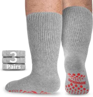 NOVAYARD Non Slip Diabetic Socks Wide Neuropathy Socks for Edema Bariatric Hospital 3 Pairs