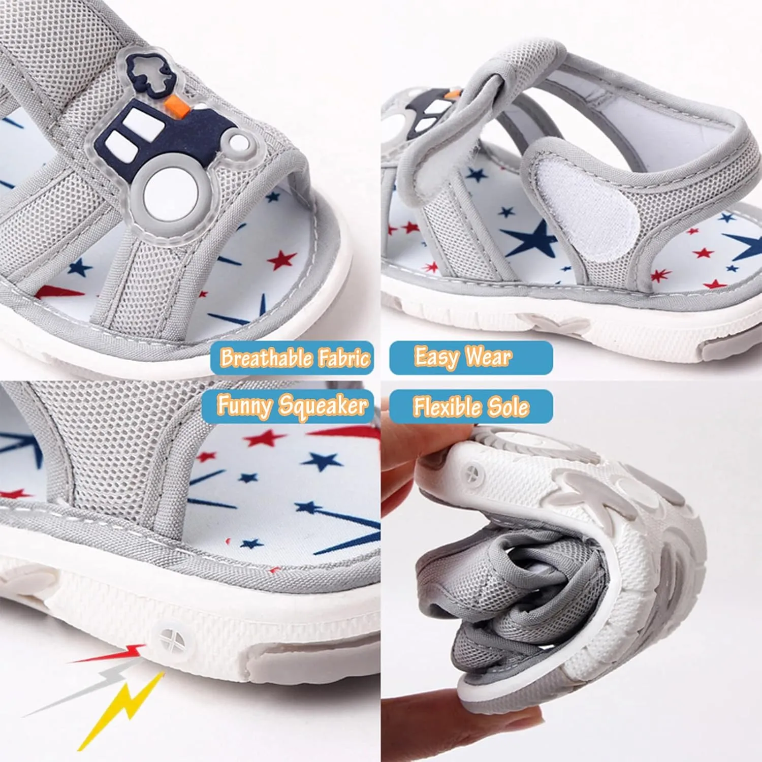 OAISNIT Baby Boy Girl Summer Sandals Infant Squeaky Shoes Lightwight Non-Slip Toddler First Walkers