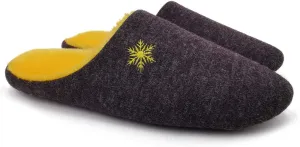 ofoot Women indoor Slippers Woolen Knit Upper with Snowflake Embroidery,Warm Cozy Fleece Lining Non Slip Sole House Shoes (Purple Yellow, US 10-11)