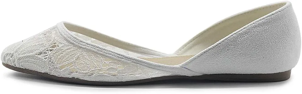 Ollio Women's Shoes Faux Suede Floral Mesh Lace Breathables Pointed Toe Ballet Flats F90