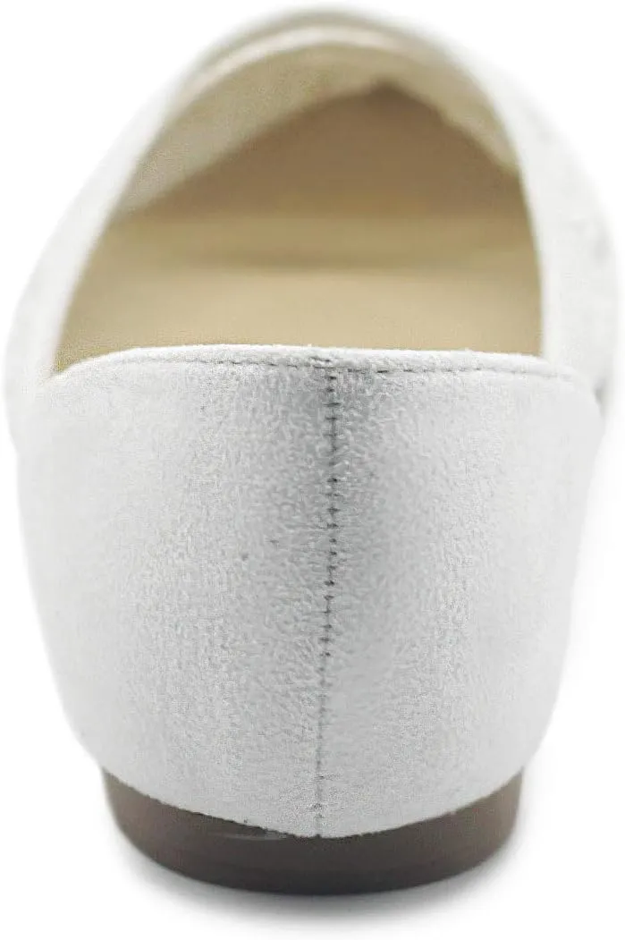 Ollio Women's Shoes Faux Suede Floral Mesh Lace Breathables Pointed Toe Ballet Flats F90