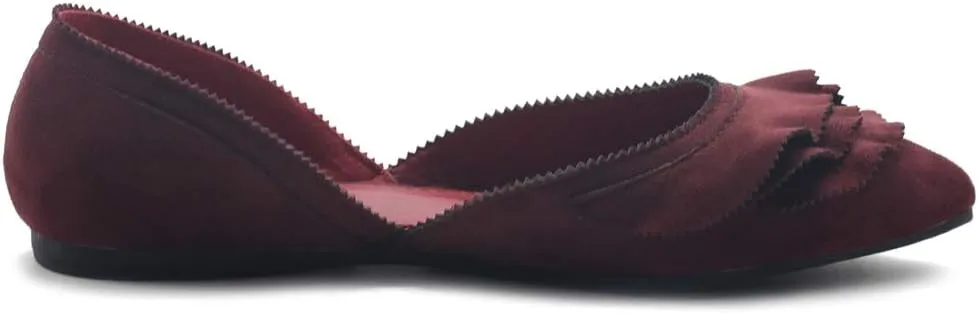 Ollio Women's Shoes Faux Suede Slip On Scallped Collar Pointed Toe Ballet Flats